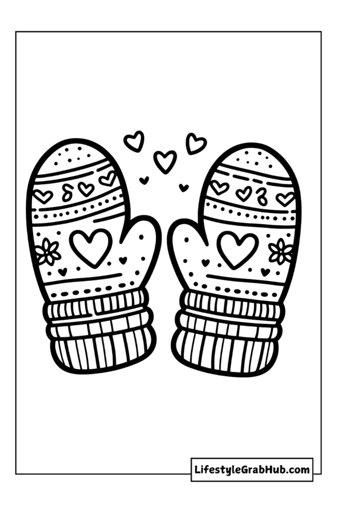 mittens free valentine's day coloring page