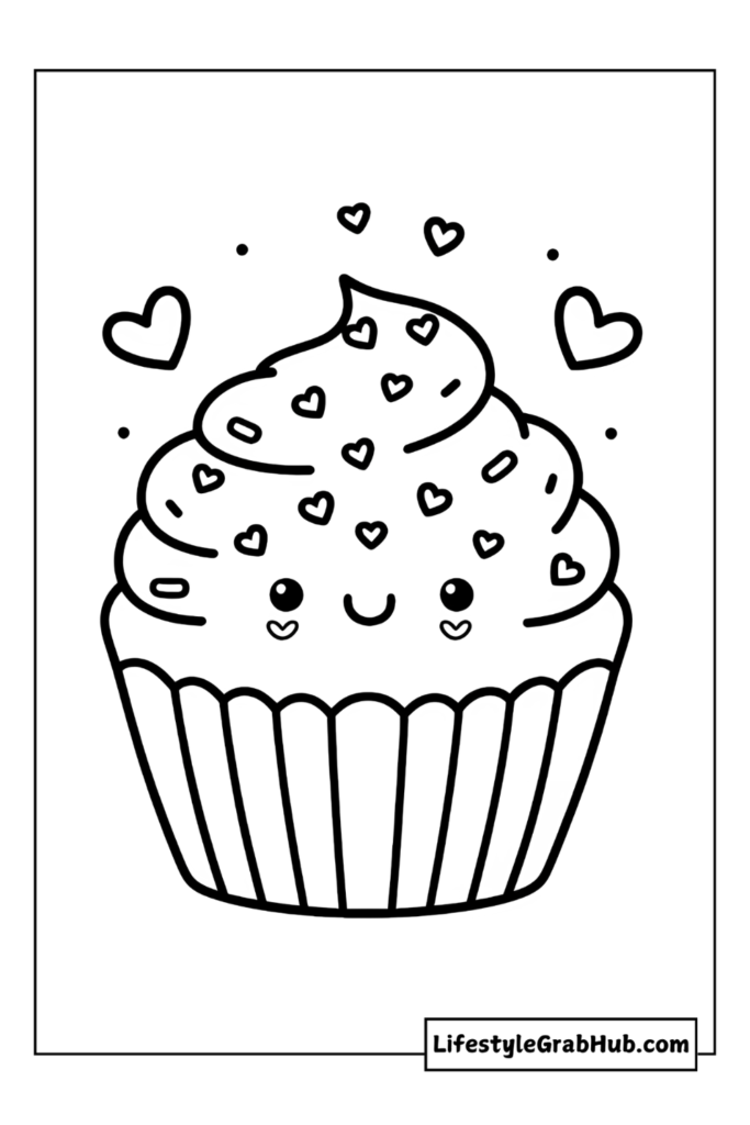 cupcake free valentine's day coloring page