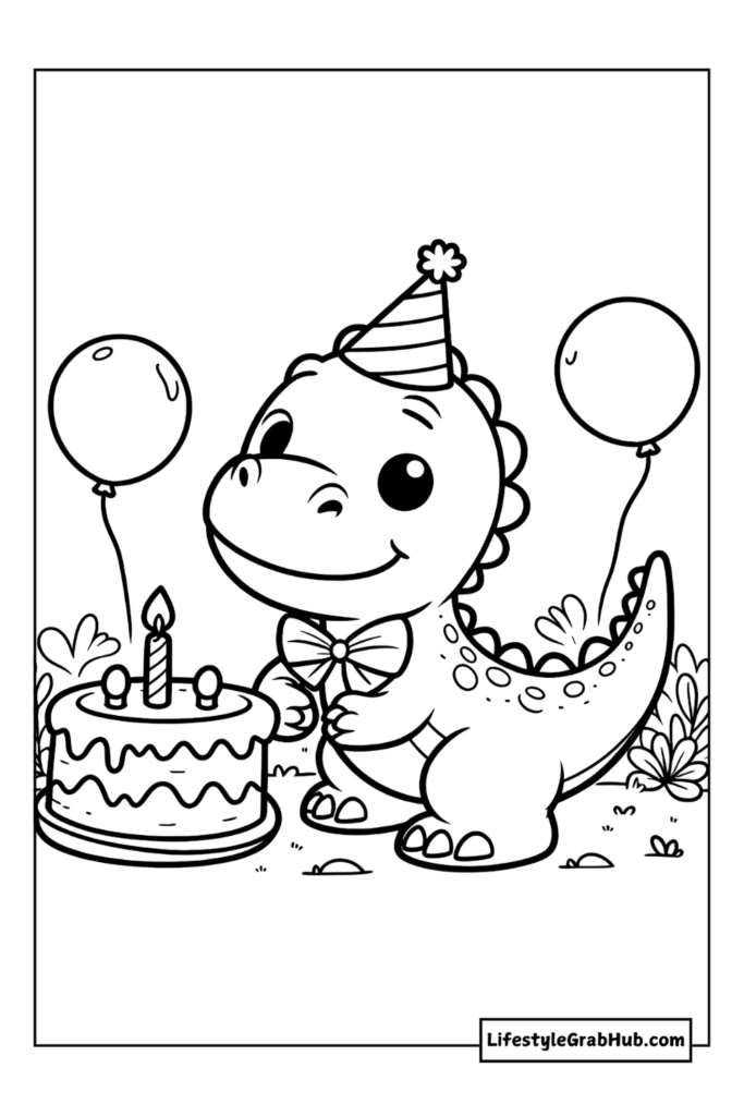 dinosaur birthday cute dinosaur coloring pages