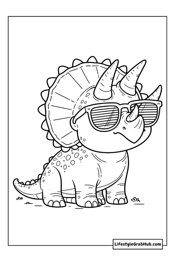 baby triceratops dinosaur coloring page