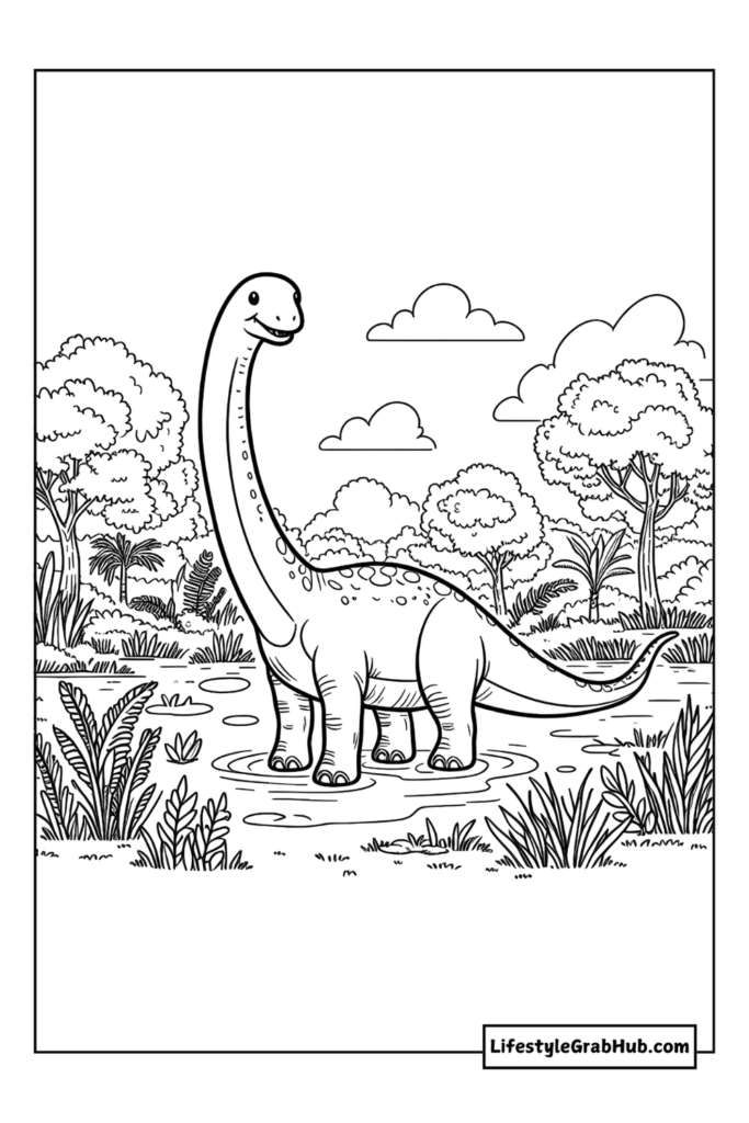 brachiosaurus cute dinosaur coloring pages