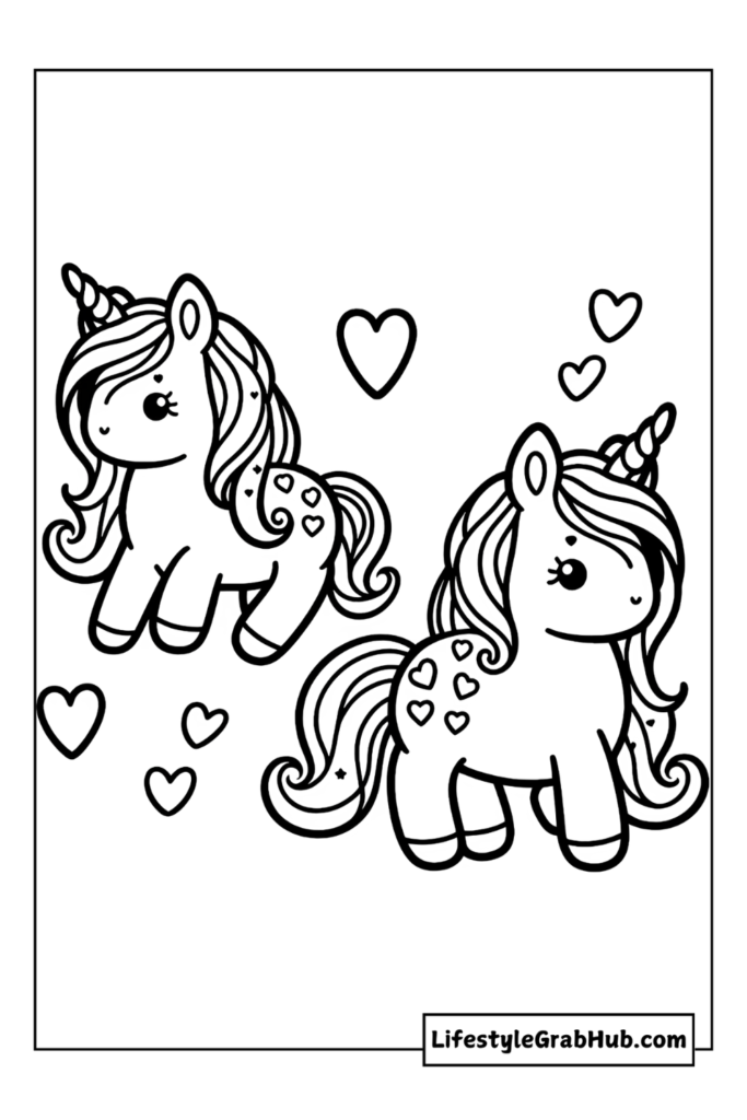 unicorn valentines coloring pages