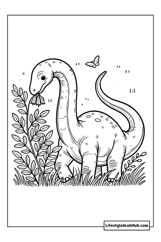 brachiosaurus eating cute dinosaur coloring pages