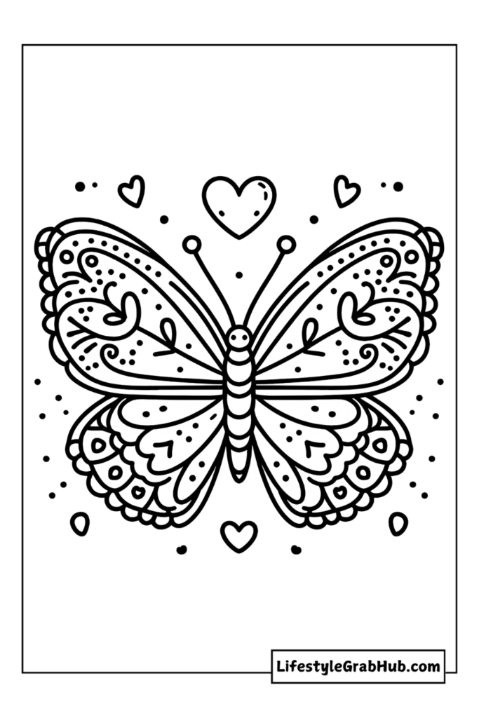 butterfly valentine's day coloring pages