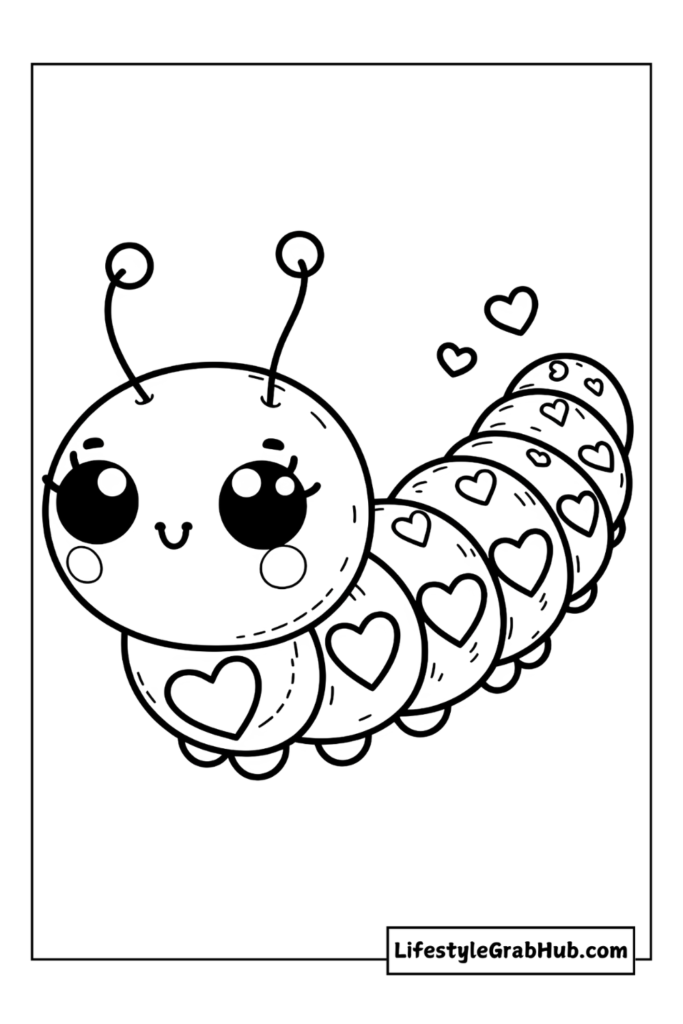 caterpillar valentine coloring pages