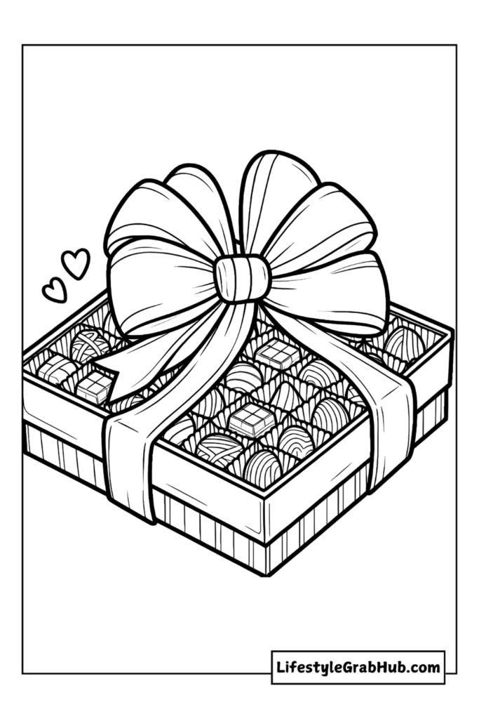 box of chocolate valentine's day coloring pages