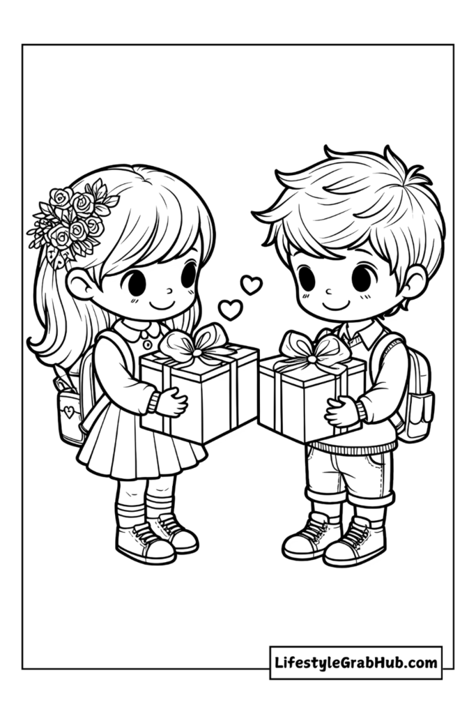 gifting  valentine's day coloring sheets