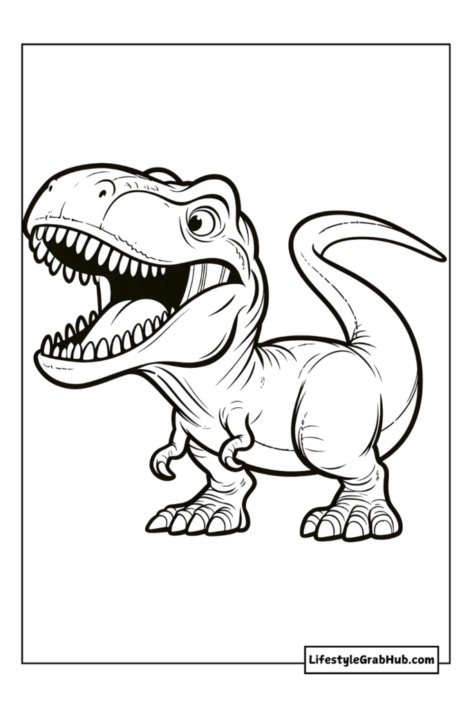 t-rex roaring free dinosaur coloring pages