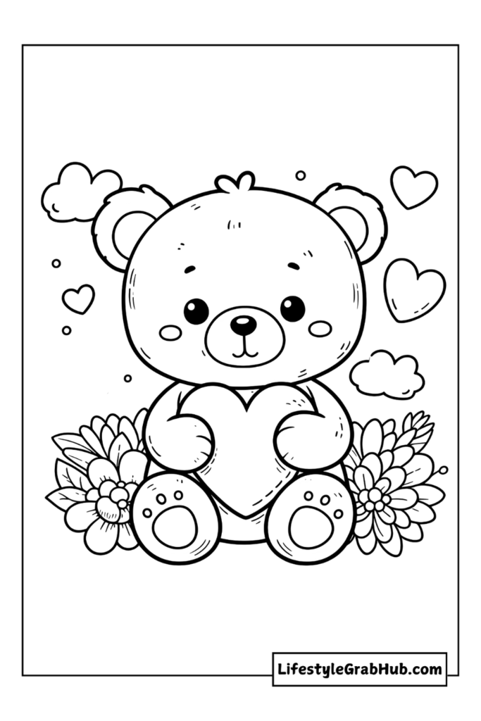 teddy bear  valentine's day coloring sheets