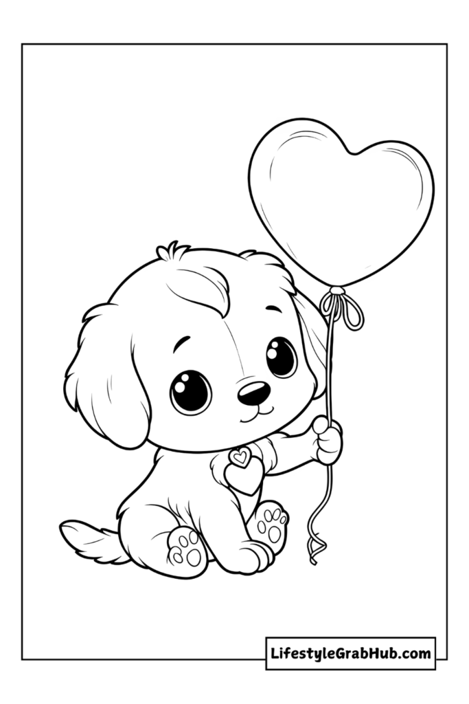 puppy  valentine's day coloring sheets