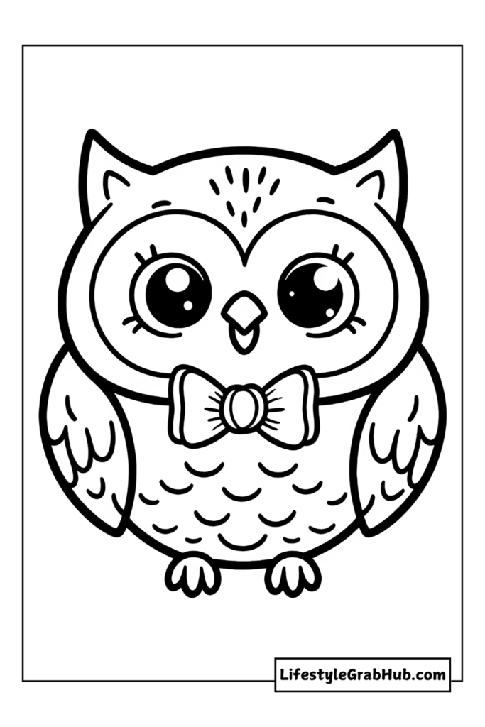 cute owl wearing a bow tie easy st patrick's day coloring pages