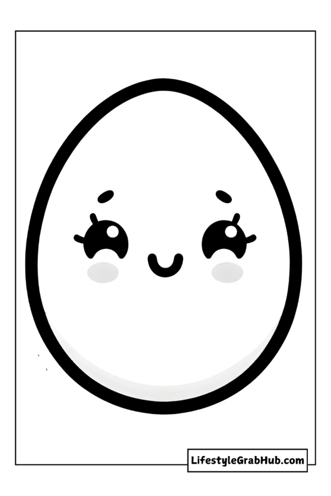 SMILING EASTER EGG EASTER COLORING PAGES