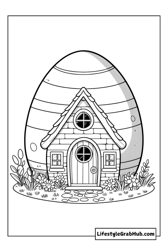 GIANT EASTER EGG HOUSE PRINTABLE EASTER COLORING PAGES