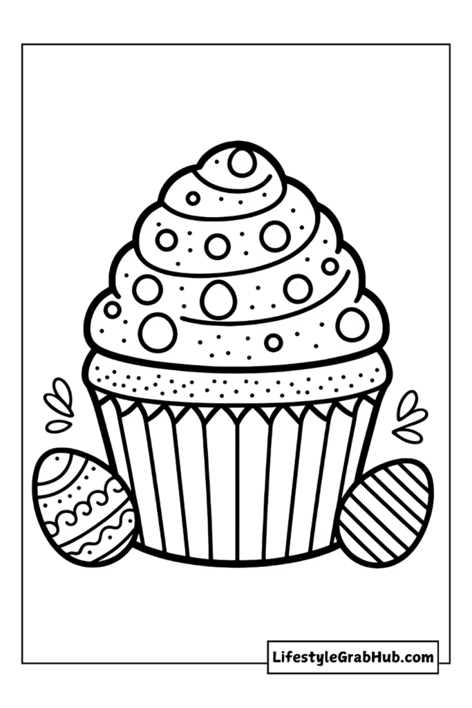 EASTER CUPCAKE WITH SPRINKLES COLORING PAGES
