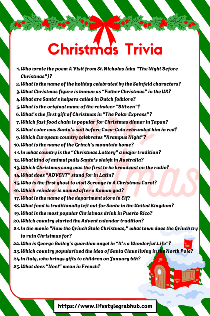 FREE CHRISTMAS TRIVIA QUESTIONS AND ANSWERS