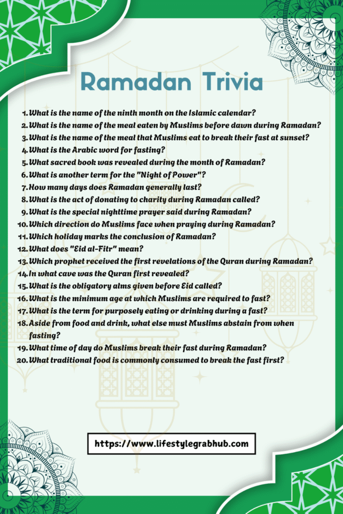 RAMADAN TRIVIA QUESTIONS AND ANSWERS