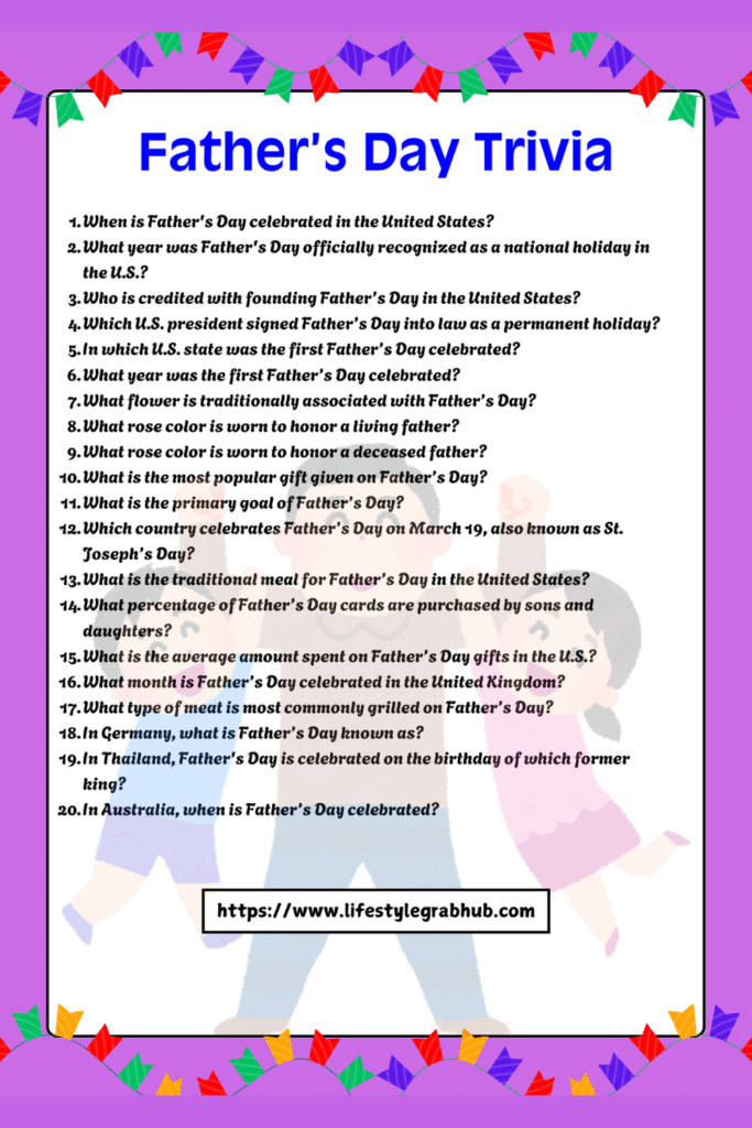 FREE FATHER'S DAY TRIVIA QUESTIONS AND ANSWERS