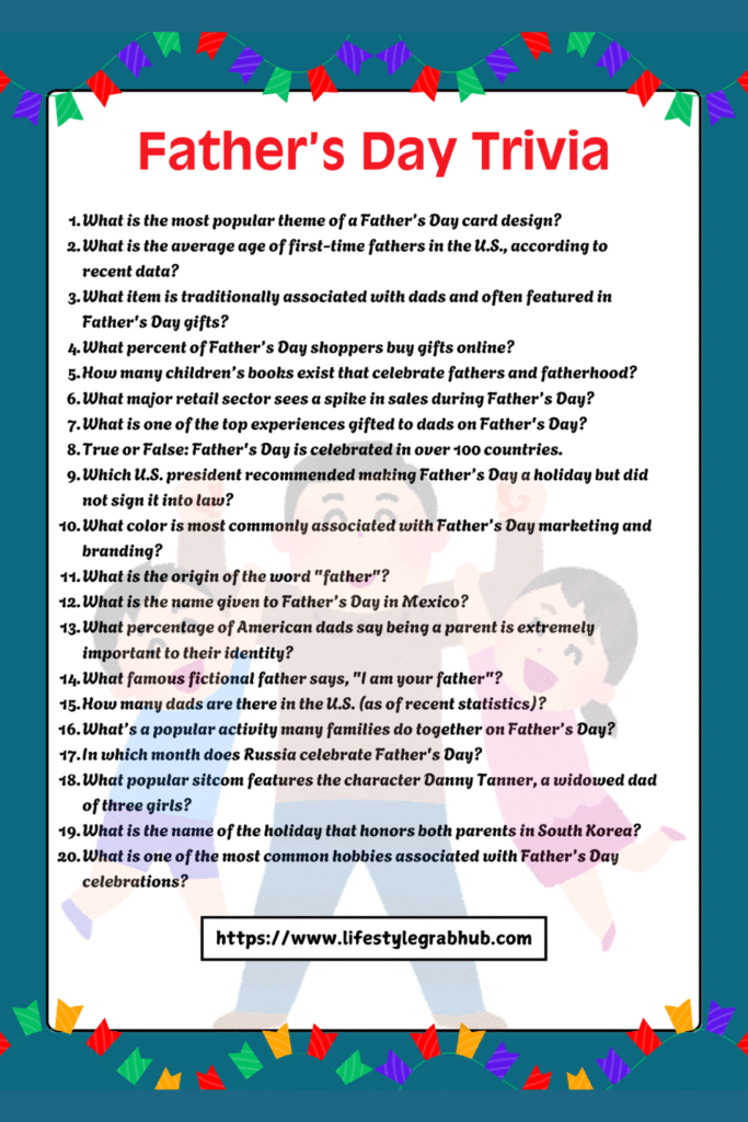 PRINTABLE FATHER'S DAY TRIVIA QUESTIONS AND ANSWERS