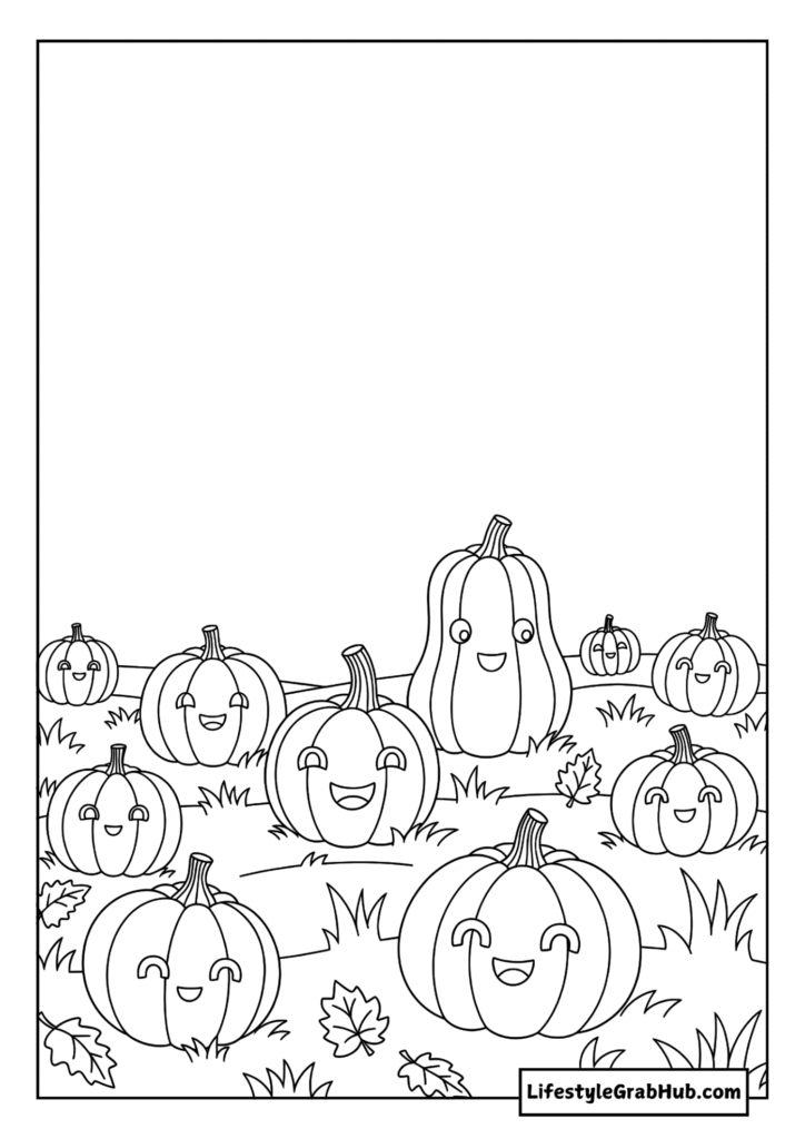 SMILING PUMPKING PATCH COLORING PAGE