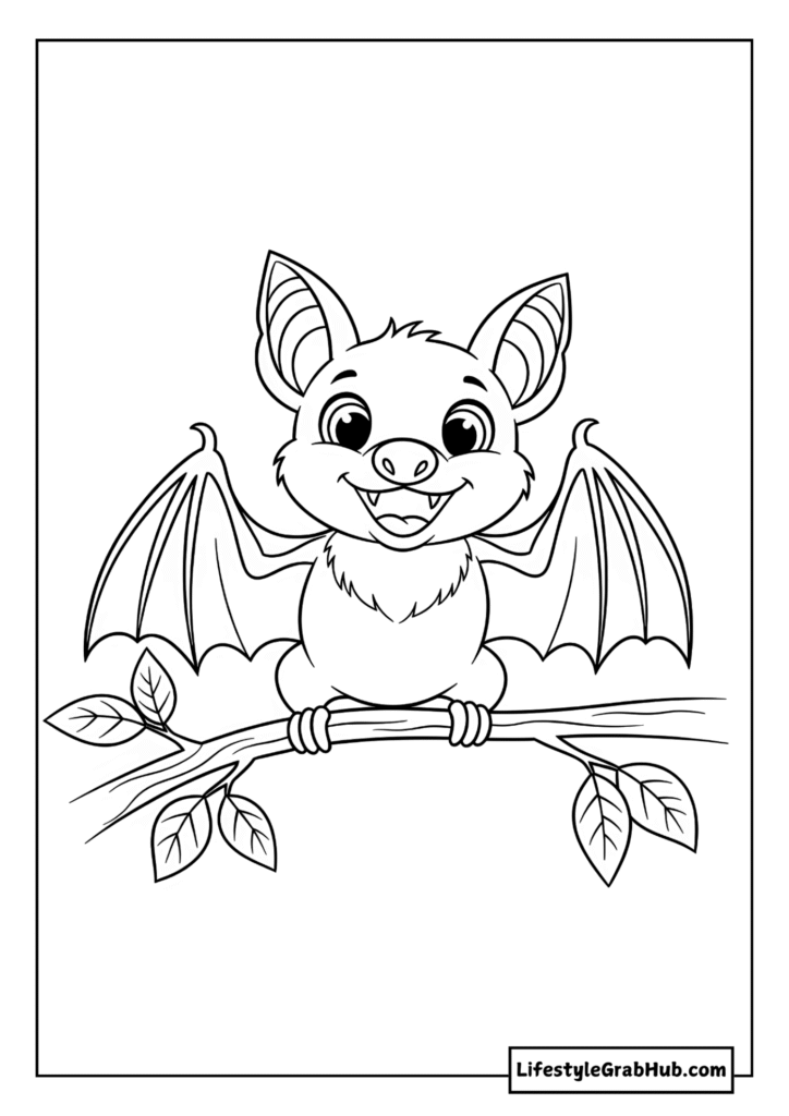 SMILING BAT COLORING PAGE