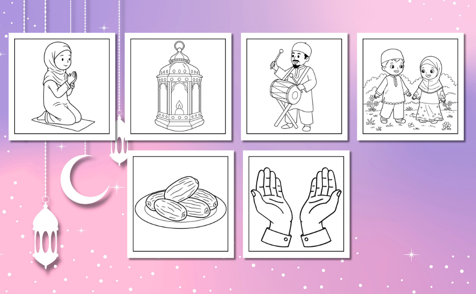 CUTE AND CALMING RAMADAN COLORING BOOK FOR KIDS BY KAYLA GRABBY