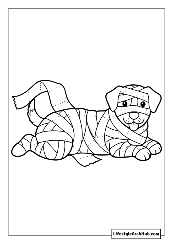 MUMMY DOG COLORING SHEET