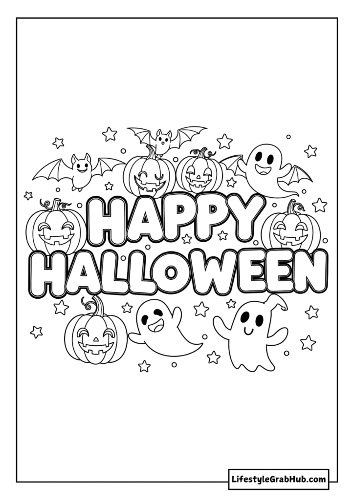 HAPPY HALLOWEEN COLORING SHEET