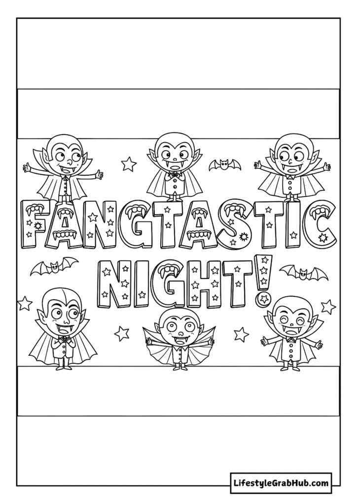FANGTASTIC NIGHT! HALLOWEEN COLORING SHEET
