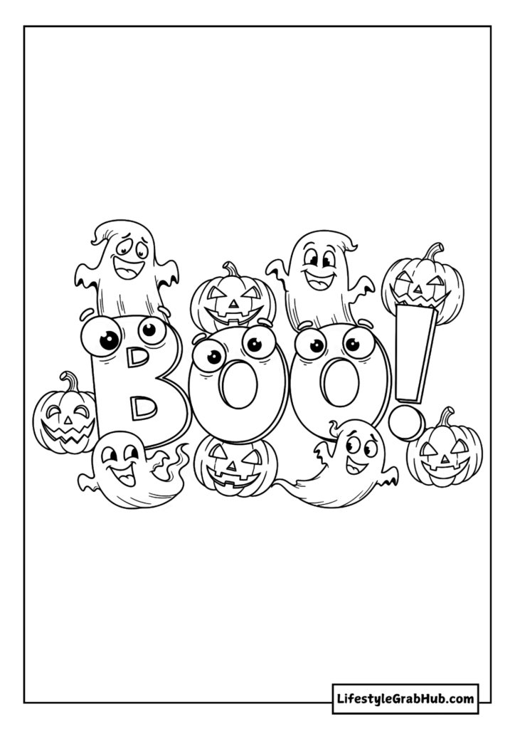 BOO COLORING PAGE - FREE HALLOWEEN COLORING PAGES FOR KIDS