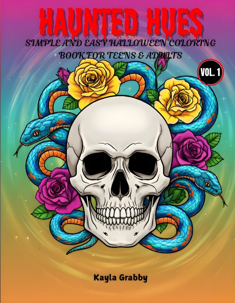 Haunted Hues - Simple and easy halloween coloring book for adults