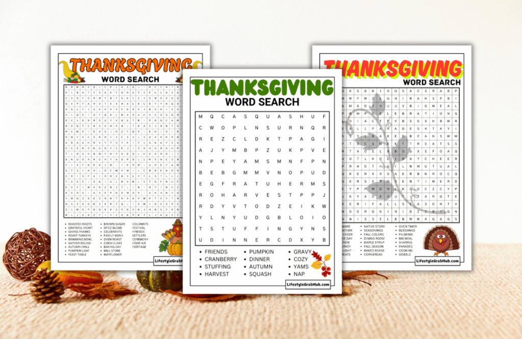 FREE PRINTABLE THANKSGIVING WORD SEARCH