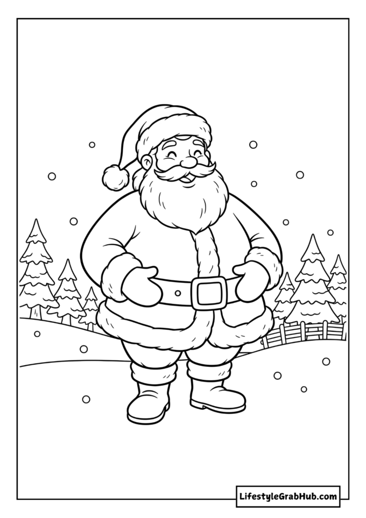 SANTA CLAUS COLORING PAGE. FREE PRINTABLE CHRISTMAS COLORING PAGES