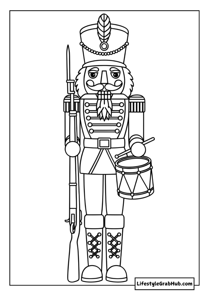 NUTCRACKER SOLDIER COLORING PAGE. CUTE CHRISTMAS COLORING PAGES
