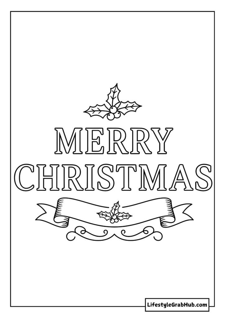 MERRY CHRISTMAS COLORING PAGE. CUTE CHRISTMAS COLORING PAGES