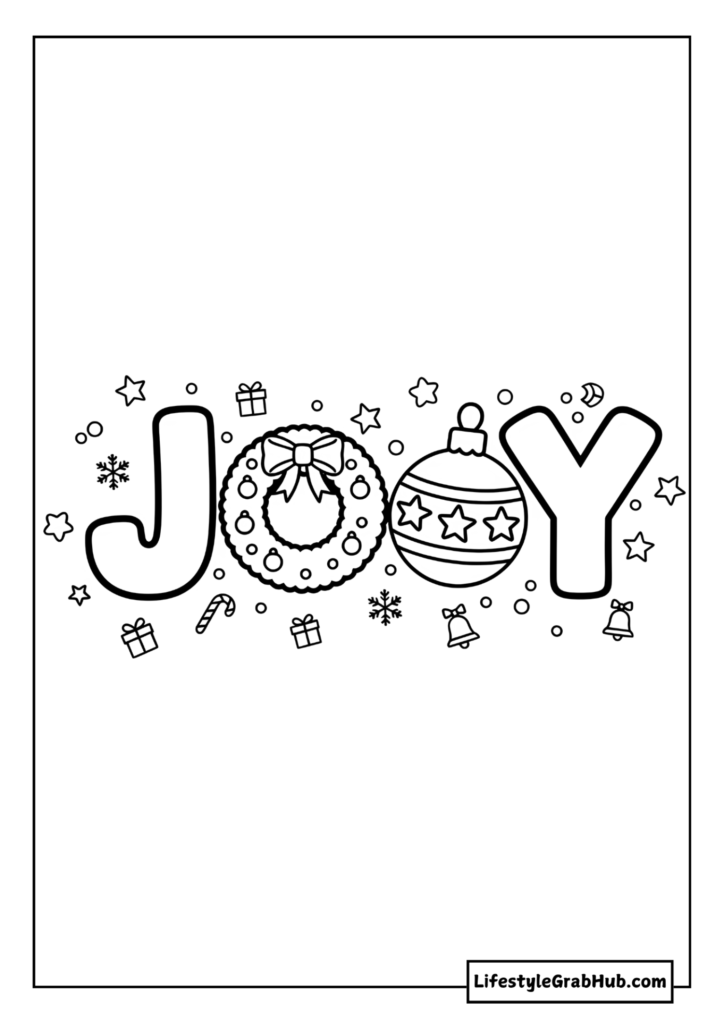 JOOY COLORING PAGE. CUTE CHRISTMAS COLORING PAGES