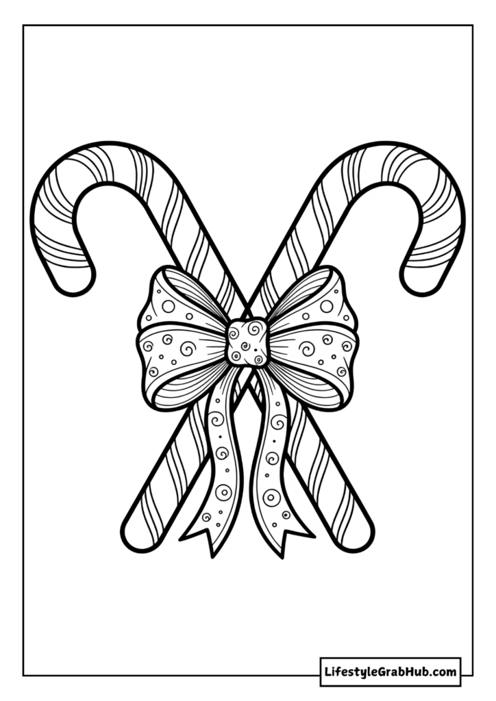 CANDY CANES COLORING PAGE. CHRISTMAS COLORING PAGES FOR ADULTS