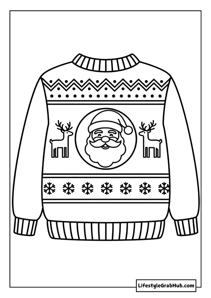 SWEATER WITH CHRISTMAS PATTERNS COLORING PAGE. FREE PRINTABLE CHRISTMAS COLORING PAGES FOR ADULTS