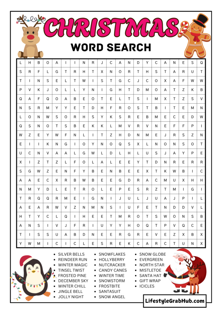 FREE PRINTABLE CHRISTMAS WORD SEARCH FOR ADULTS
