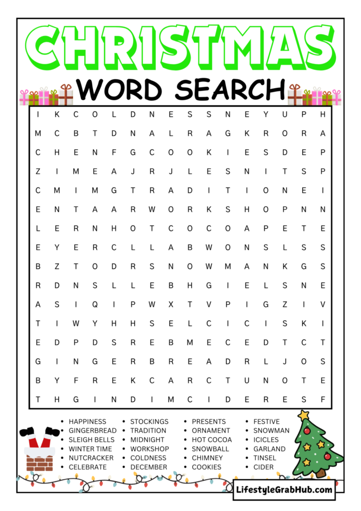 FREE CHRISTMAS WORD SEARCH PRINTABLE