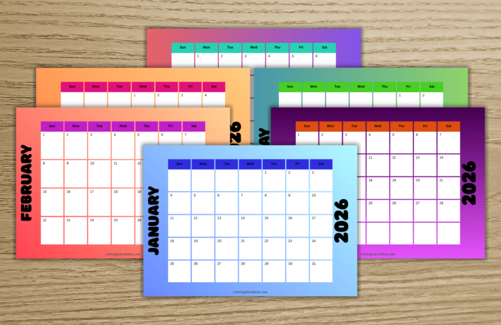 2026 CALENDARS GRADIENT