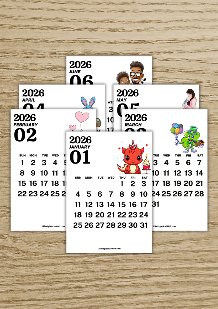 PRINTABLE 2026 CALENDAR HOLIDAYS PORTRAIT