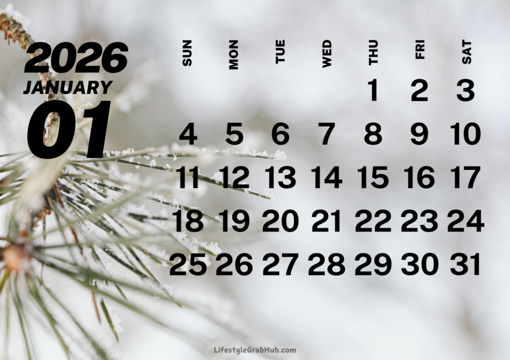 FREE JANAURY 2026 CALENDAR