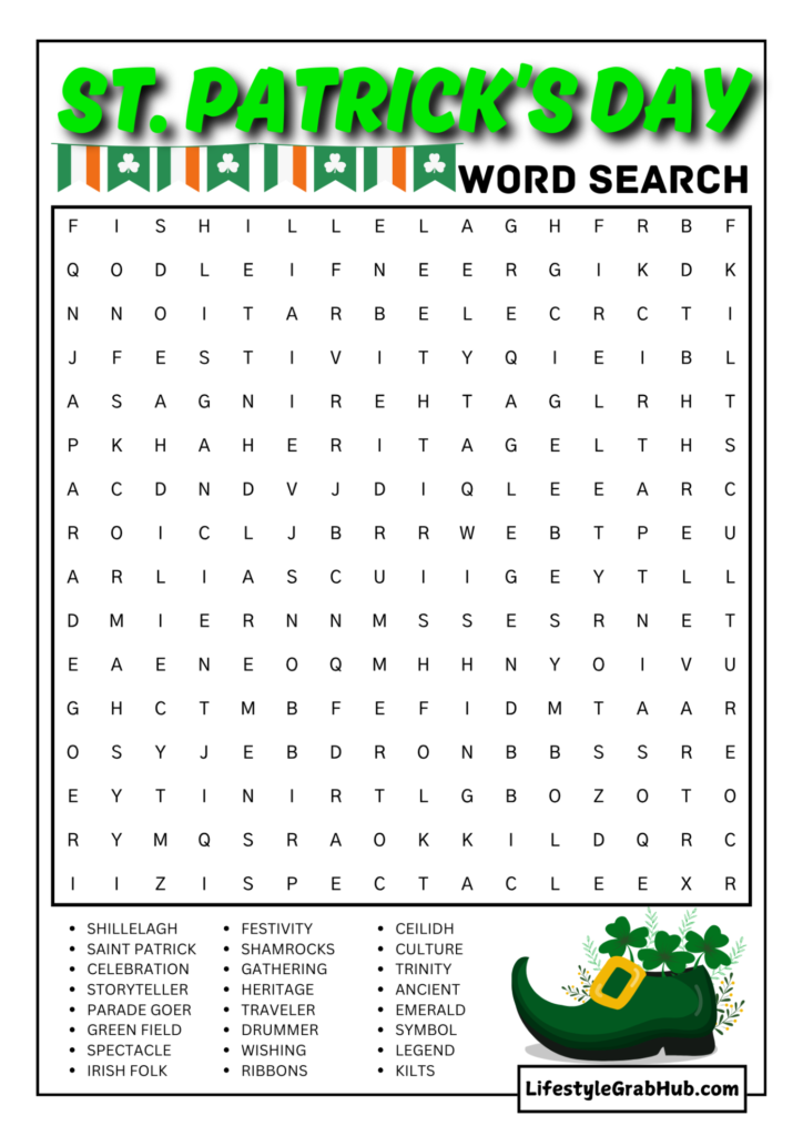 Medium St. Patrick's Day Word Search