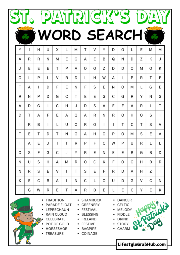 Medium St. Patrick's Day Word Search