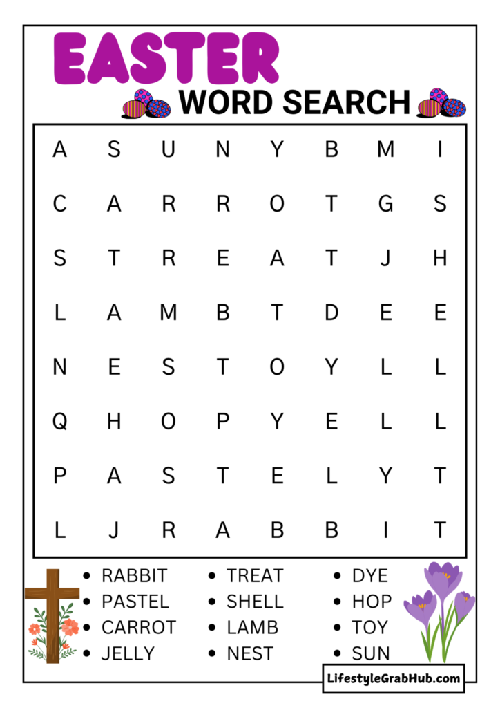 EASY EASTER WORD SEARCH PUZZLE