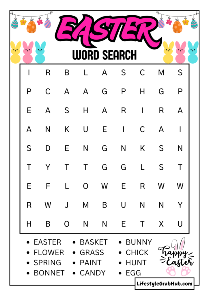 EASY FREE PRINTABLE EASTER WORD SEARCH PUZZLE