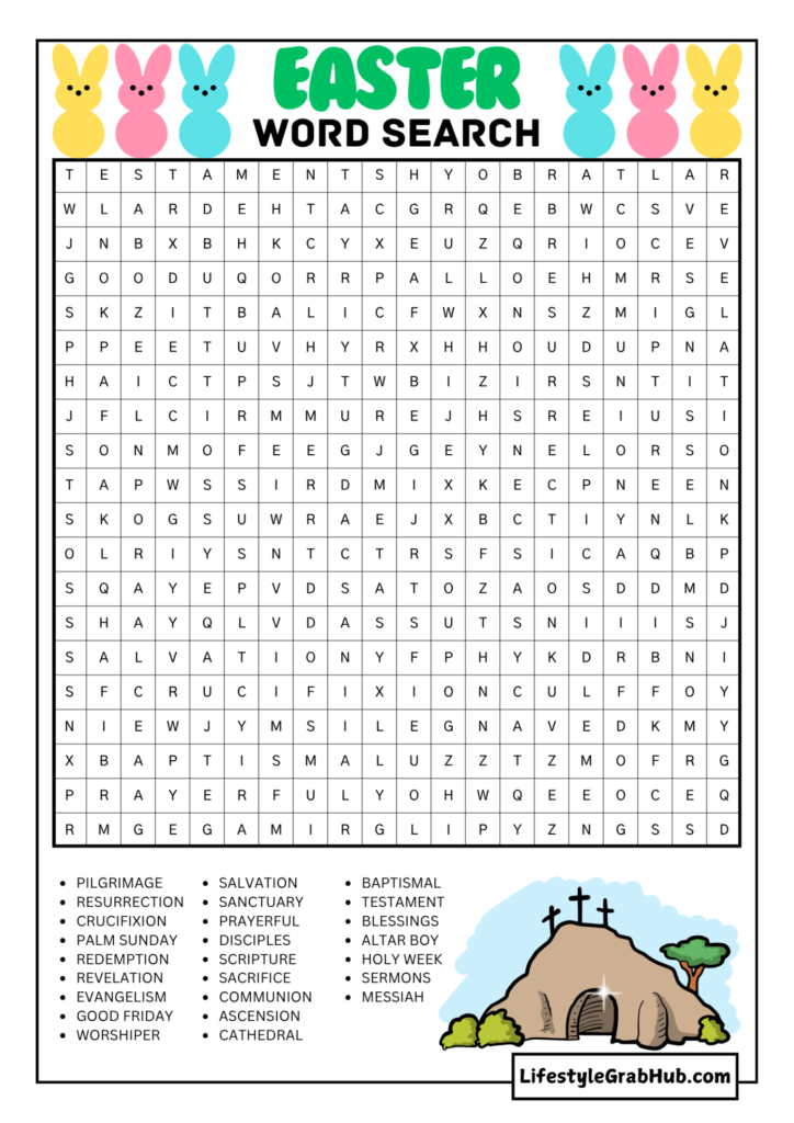 HARD EASTER WORD SEARCH PRINTABLE
